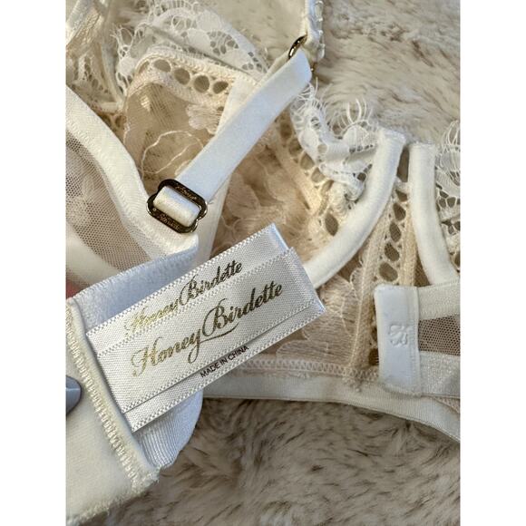 Honey Birdette MOLLY🤍 White Lace Floral 2 Piece Set 34DD & Medium Brief - Picture 6 of 10